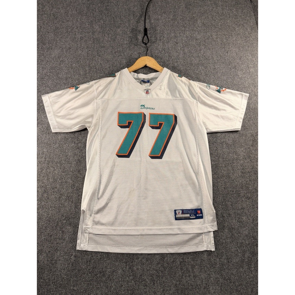 Reebok Miami Dolphins Jake Long 77 Jersey Boys Kids Youth XL NFL Football White